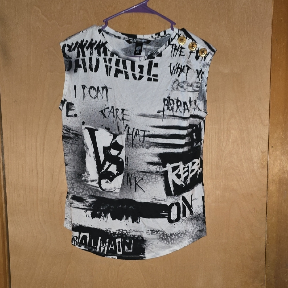 *Sold* NWOT Balmain X Victoria's Secret Graphic Top
